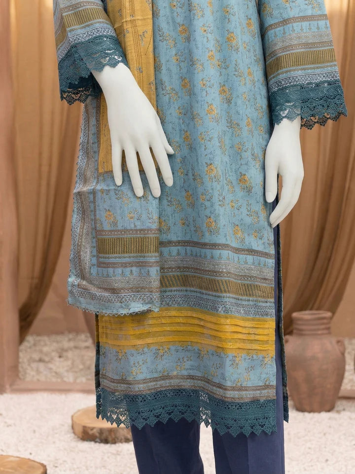 Bellissima By Aleemrah -3PC-Lawn Unstitch (Light blue)