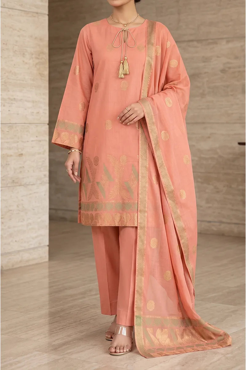 Zuni by KBC Fashion – Unstitched 3-Piece Lawn Suit (Peach)