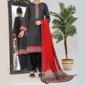 Parthia By KBC Fashion - 3PC Unstitched Printed Cambric Suit (Black)