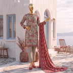 Safina Pop (Vol-02) by A One Textile - 3PC Unstitched Printed Lawn Suit (Lite Peach)