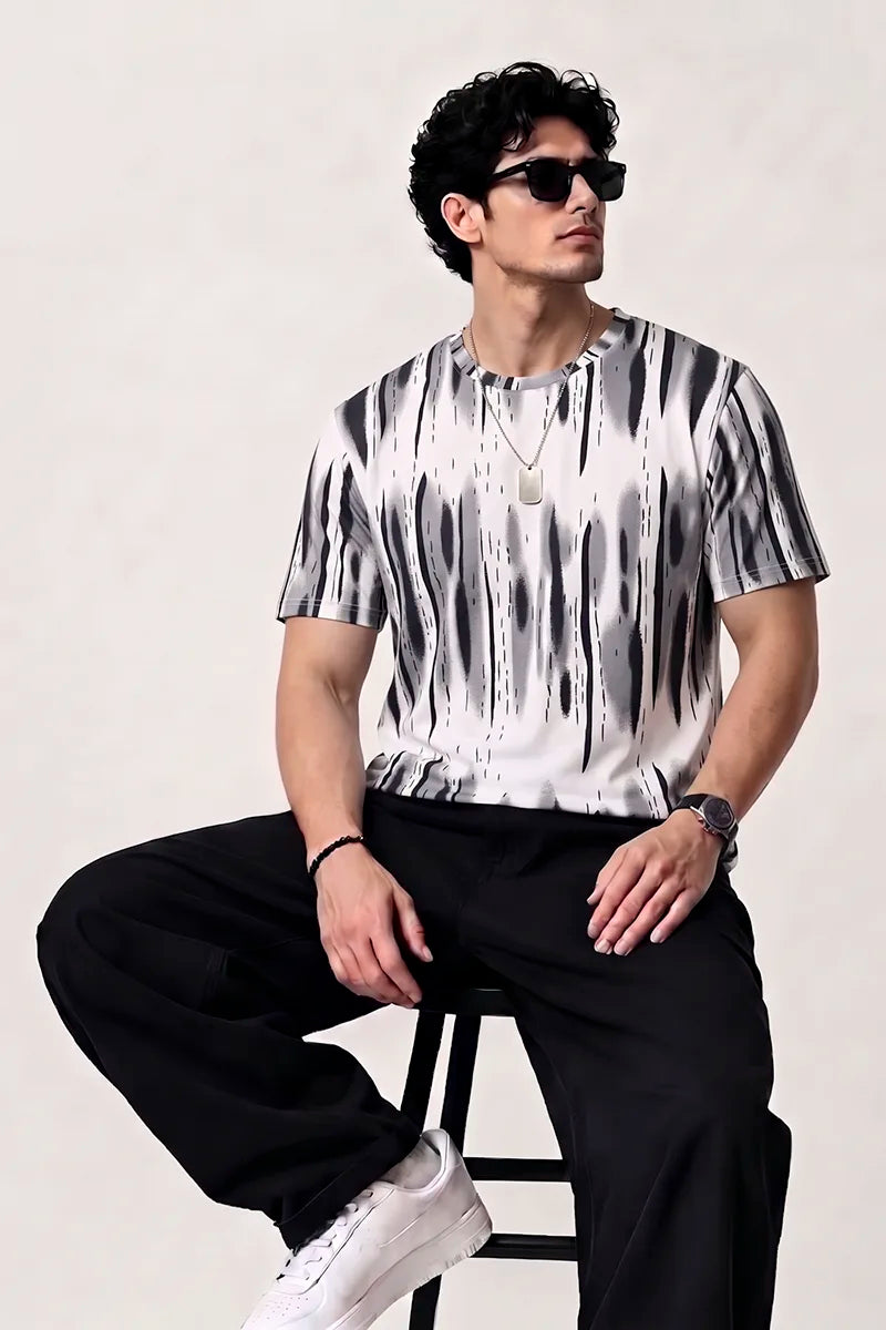 Men’s Dri-Fit Printed Round Neck T-Shirt - Grey