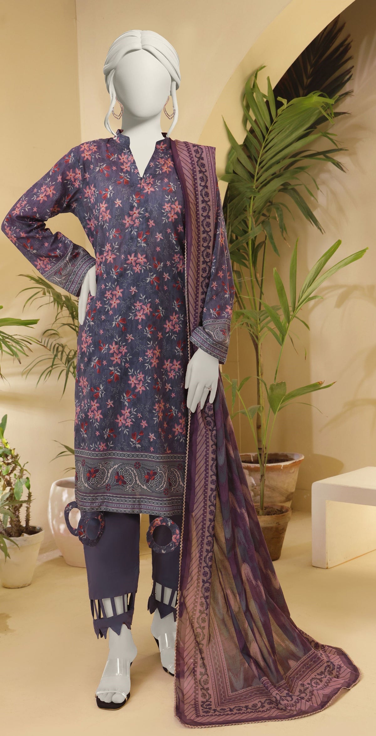 ALMEERAH-FLORAL – Unstitched 3 Piece Lawn Suit