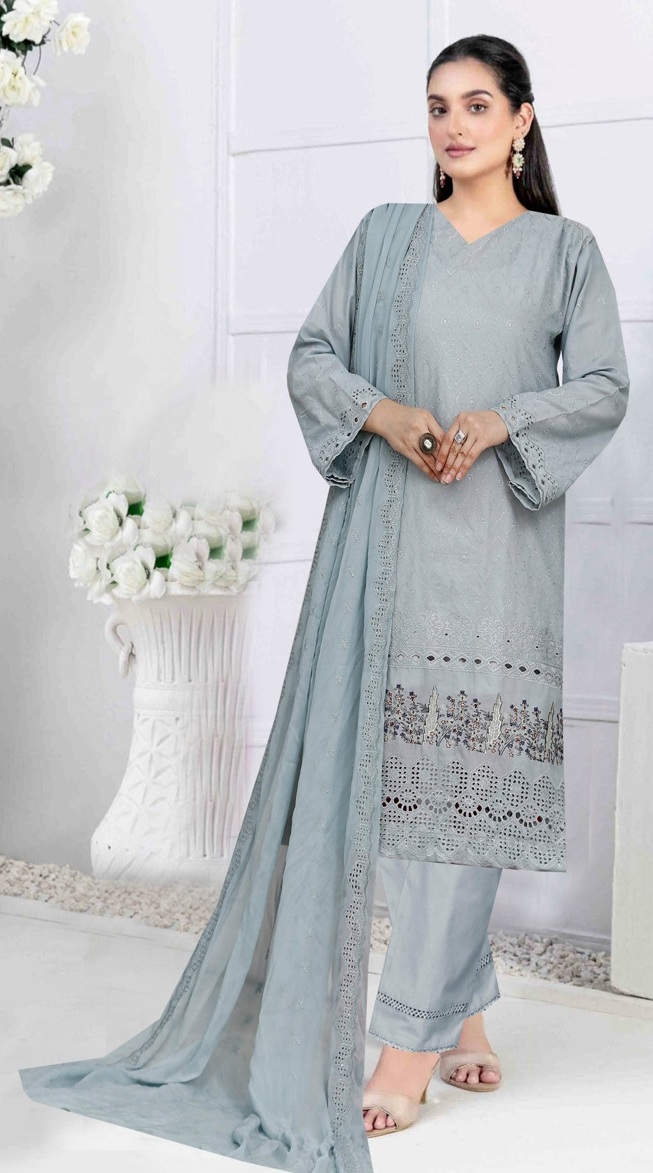 Usman Kashif – Gazal Schiffli – 3 Piece Unstitched Lawn Suit