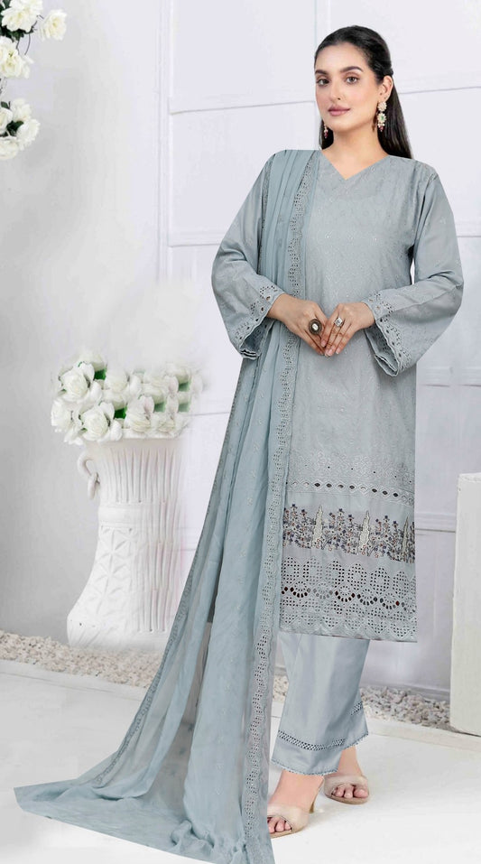Usman Kashif – Gazal Schiffli – 3 Piece Unstitched Lawn Suit