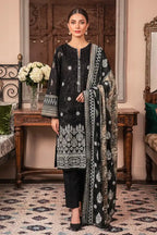 Rimal Vol 118 – Embroidered Unstitched 3-Piece Lawn Suit (Black)