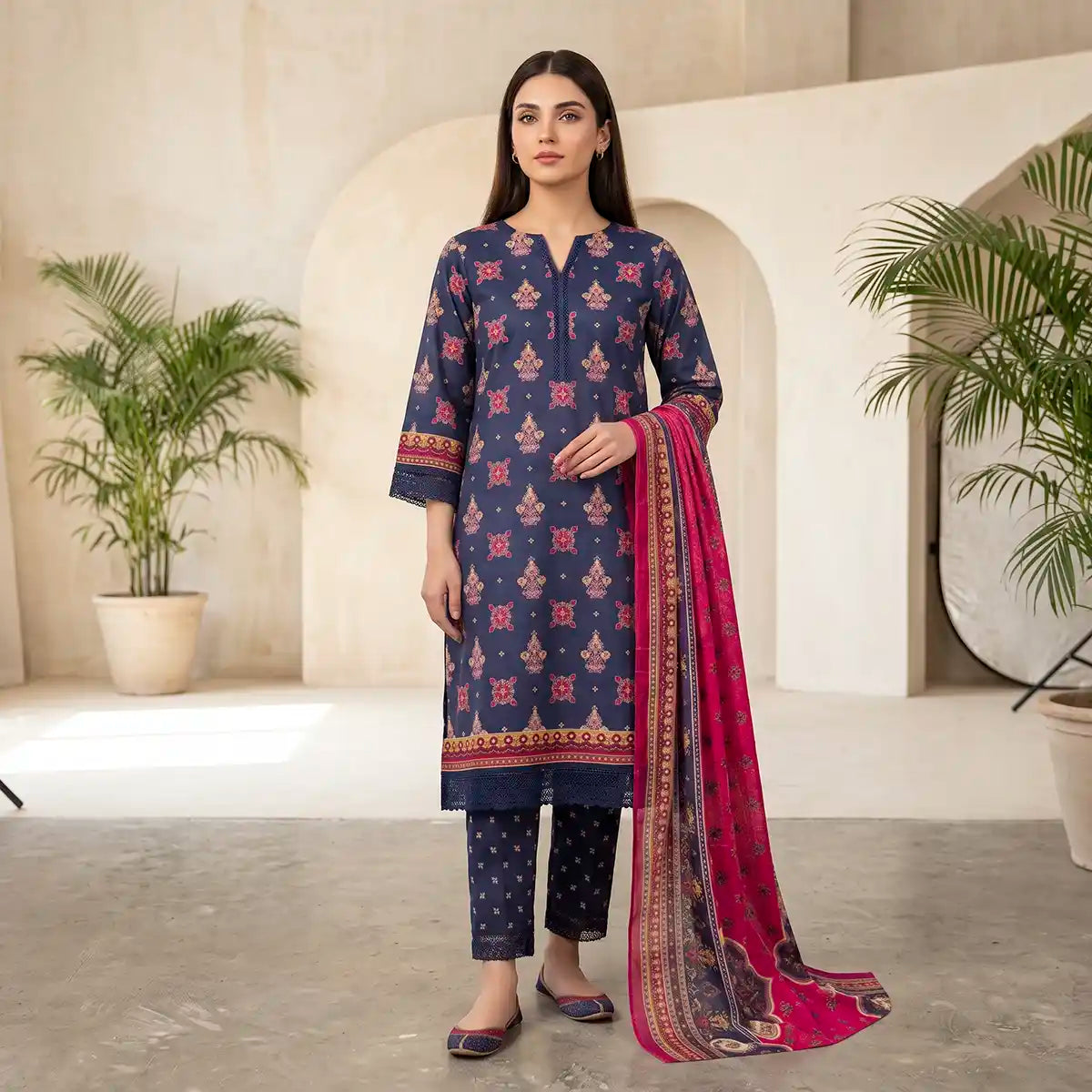 Keyseria by Jaffrani Textile Chapter-8 3PC Unstitched Printed Lawn Suit (Slate blue)
