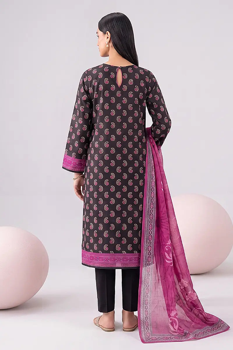 Nisha by Nishat Unstitched 3-Piece Lawn Collection (Black & Fuchsia Pink)