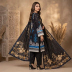 Orchid by KBC Fashion – Printed Khaddar 3 Piece Unstitched Suit – [Black]