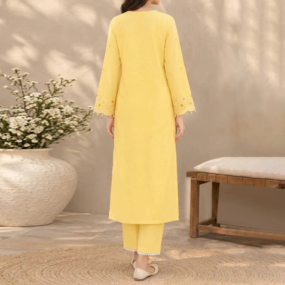 Zebaish by KBC Fashion – 2-Piece Stitched Embroidered Lawn Suit – Yellow