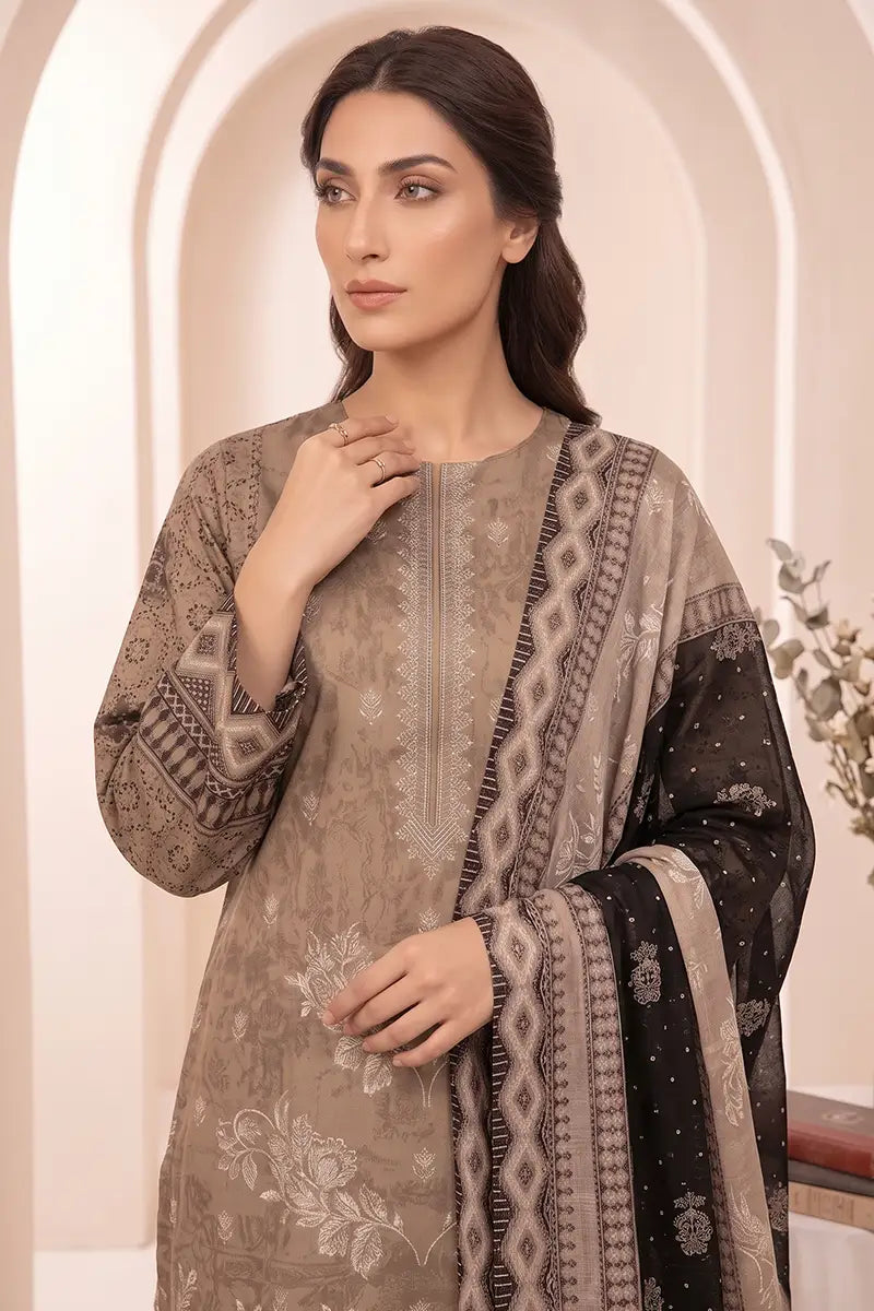 Rimal Vol 87 Embroidery Unstitched 3-Piece Lawn Suit (Warm Taupe)