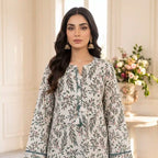 Sapphire 2-Piece Stitched Khaddar Suit (White & Green)