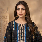 Orchid by KBC Fashion – Printed Khaddar 3 Piece Unstitched Suit – [Black]