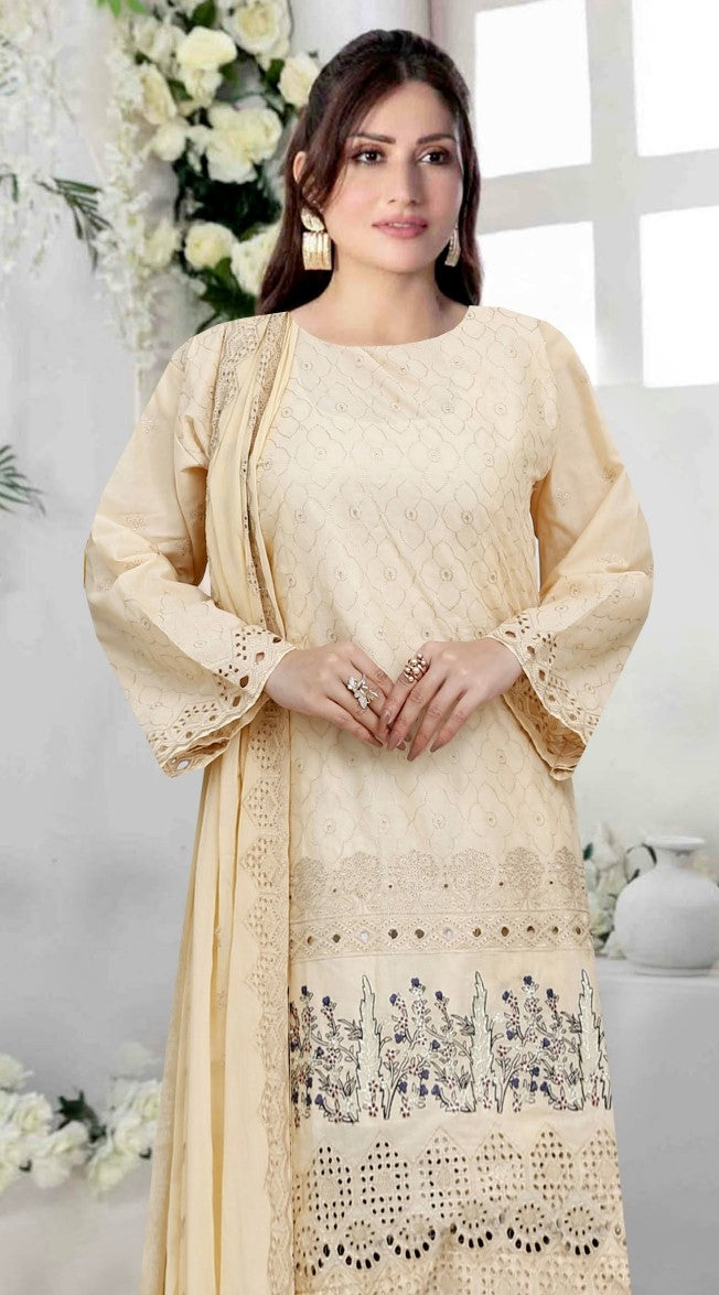 Usman Kashif – Gazal Schiffli – 3 Piece Unstitched Lawn Suit
