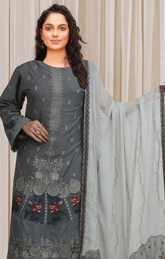 Usman Kashif Nora-Vol 1505" Lawn Embroidered 3-Piece Suit