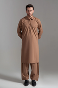 Grace Men’s Wash & Wear Unstitched Fabric Suit (Brown)