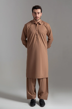 Grace Men’s Wash & Wear Unstitched Fabric Suit (Brown)