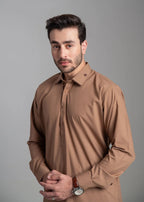 Grace Men’s Wash & Wear Unstitched Fabric Suit (Brown)