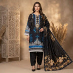 Orchid by KBC Fashion – Printed Khaddar 3 Piece Unstitched Suit – [Black]
