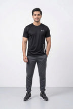 Under Armour - Men’s Dry Fit T-Shirt with Icon Logo & Side Text (Black)