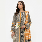 Keyseria by Jaffrani Textile Chapter-6 3PC Unstitched Printed Lawn Suit (balck & white)