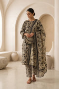 Beechtree - 2piece Stitched suit (Shirt & Dupatta) (Light Khaki)
