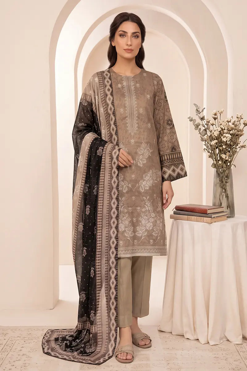 Rimal Vol 87 Embroidery Unstitched 3-Piece Lawn Suit (Warm Taupe)