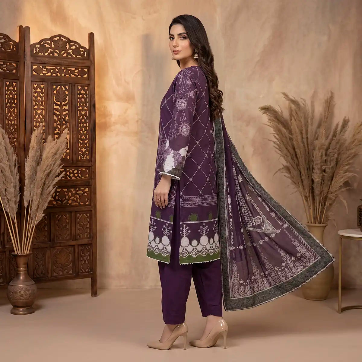 Orchid by KBC Fashion – Printed Khaddar 3 Piece Unstitched Suit – [Purple]