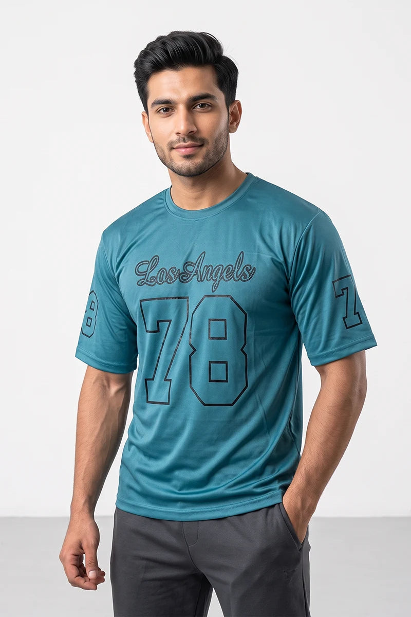 Fashion - Los Angels 78 Men’s Dry Fit Varsity T-Shirt (Teal)