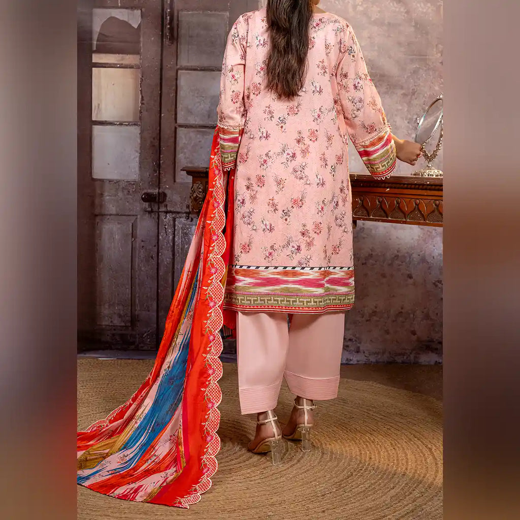 Aarzoo By KBC Fashion – 3 Piece Unstitched Embroidered Lawn Suit  – Pink