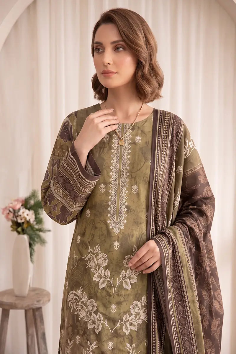 Rimal Vol 87 Embroidery Unstitched 3-Piece Lawn Suit (Moss Green)