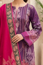 Aryana By KBC Fashion - 3PC Unstitched Printed Lawn Suit (Violent & Dark Pink)