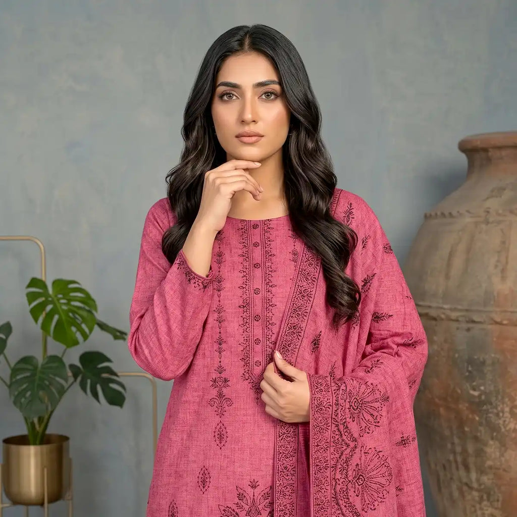 Chaman By Bareeze Embroidery – Unstitched 3 Piece Suit - Pink