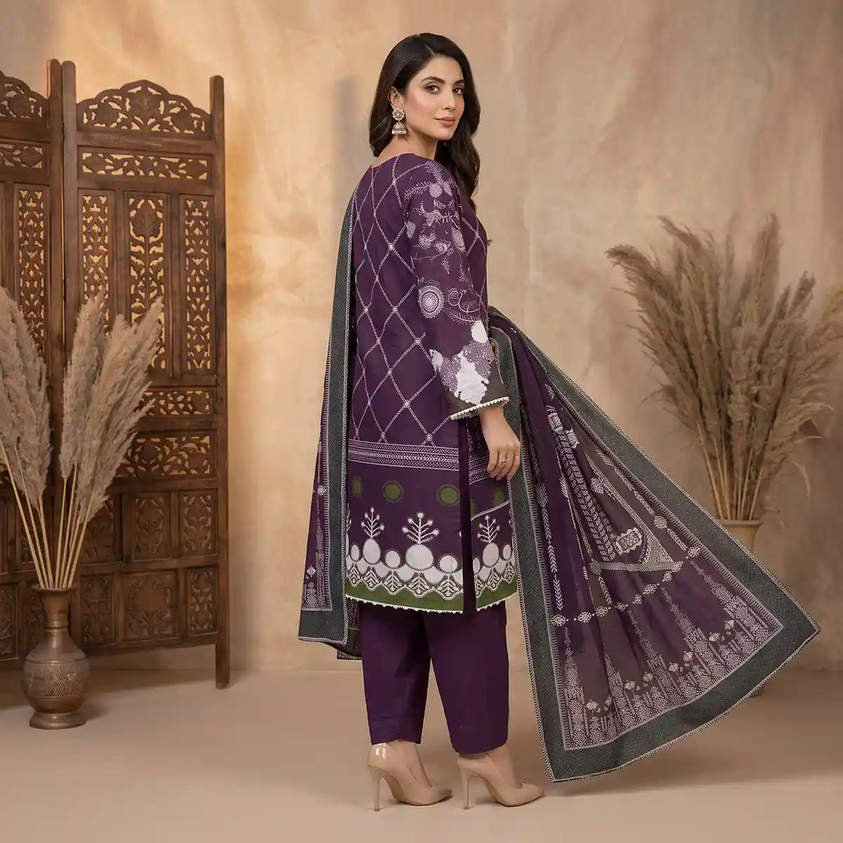 Orchid by KBC Fashion – Printed Khaddar 3 Piece Unstitched Suit – [Purple]