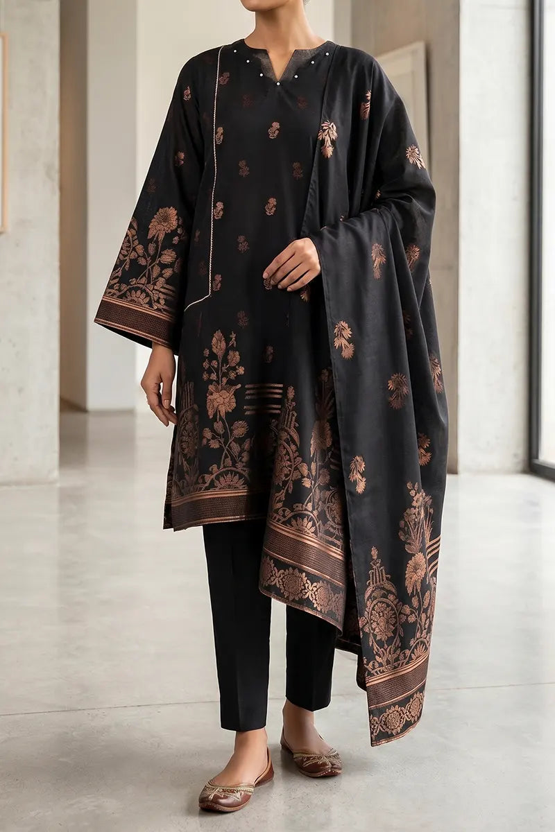 Zuni by KBC Fashion – Unstitched 3-Piece Lawn Suit (Jet Black)