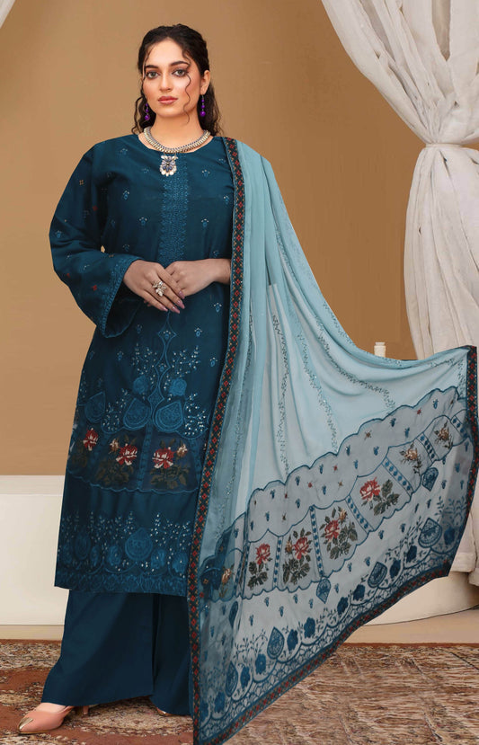 Usman Kashif Nora-Vol 1505" Lawn Embroidered 3-Piece Suit