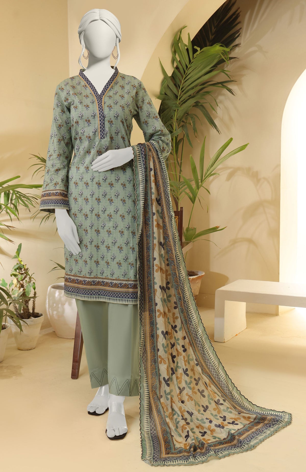 ALMEERAH-FLORAL – Unstitched 3 Piece Lawn Suit
