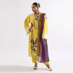 Agha Noor 3-Piece Unstitched Printed Premier Cambric Suit – Yellow