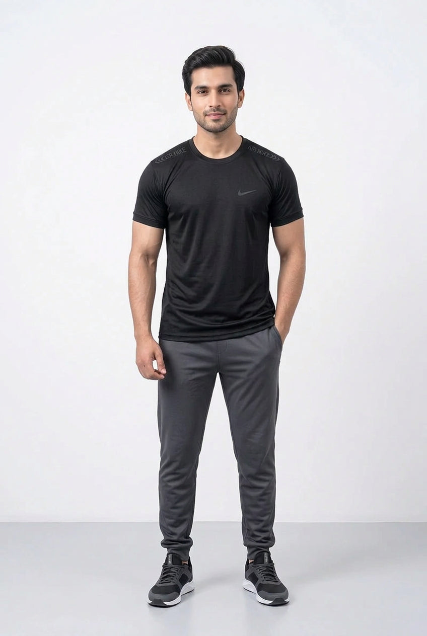 Nike - Men’s Dry Fit T-Shirt with Shoulder Print (Black)