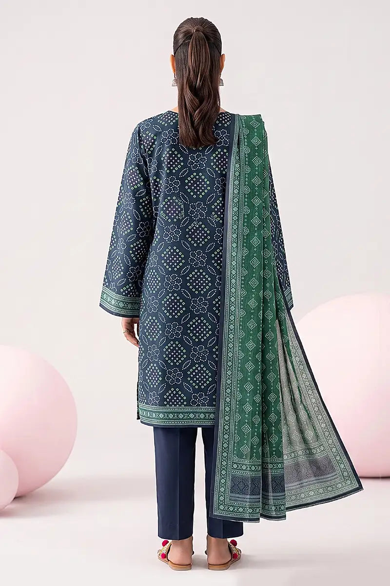 Nisha by Nishat Unstitched 3-Piece Lawn Collection (Deep Navy Blue)