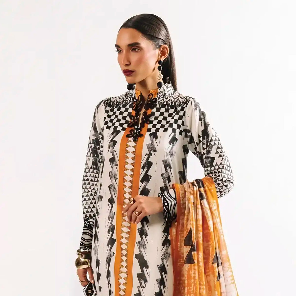 Agha Noor 3-Piece Unstitched Printed Premier Cambric Suit – Skin