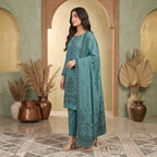 Chaman By Bareeze Embroidery – Unstitched 3 Piece Suit - Smalt Blue