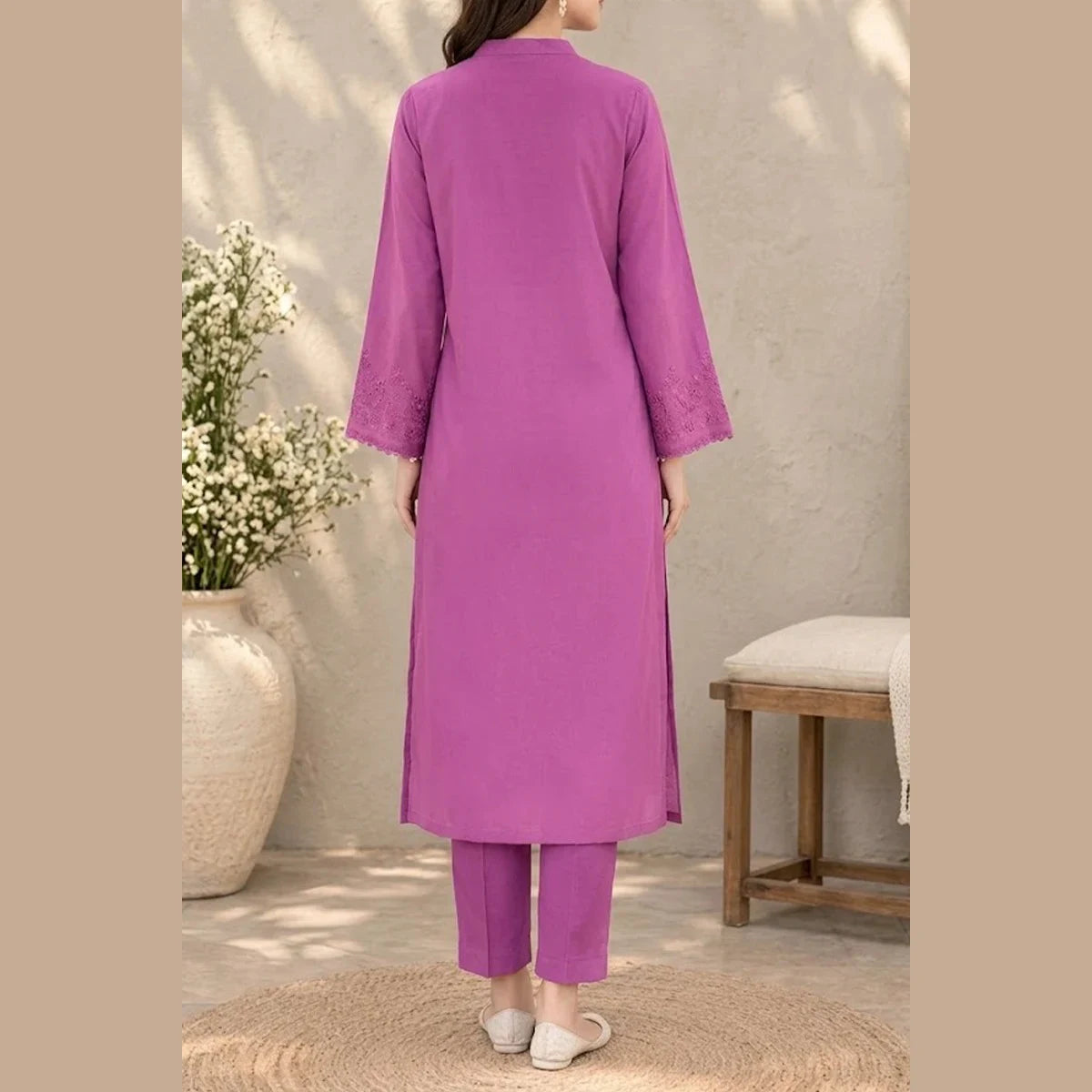 Zebaish by KBC Fashion – 2-Piece Stitched Embroidered Lawn Suit – Fuchsia Pink