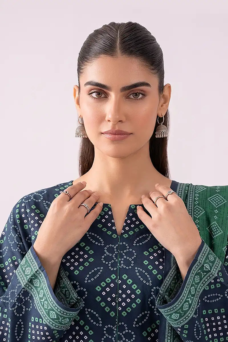 Nisha by Nishat Unstitched 3-Piece Lawn Collection (Deep Navy Blue)