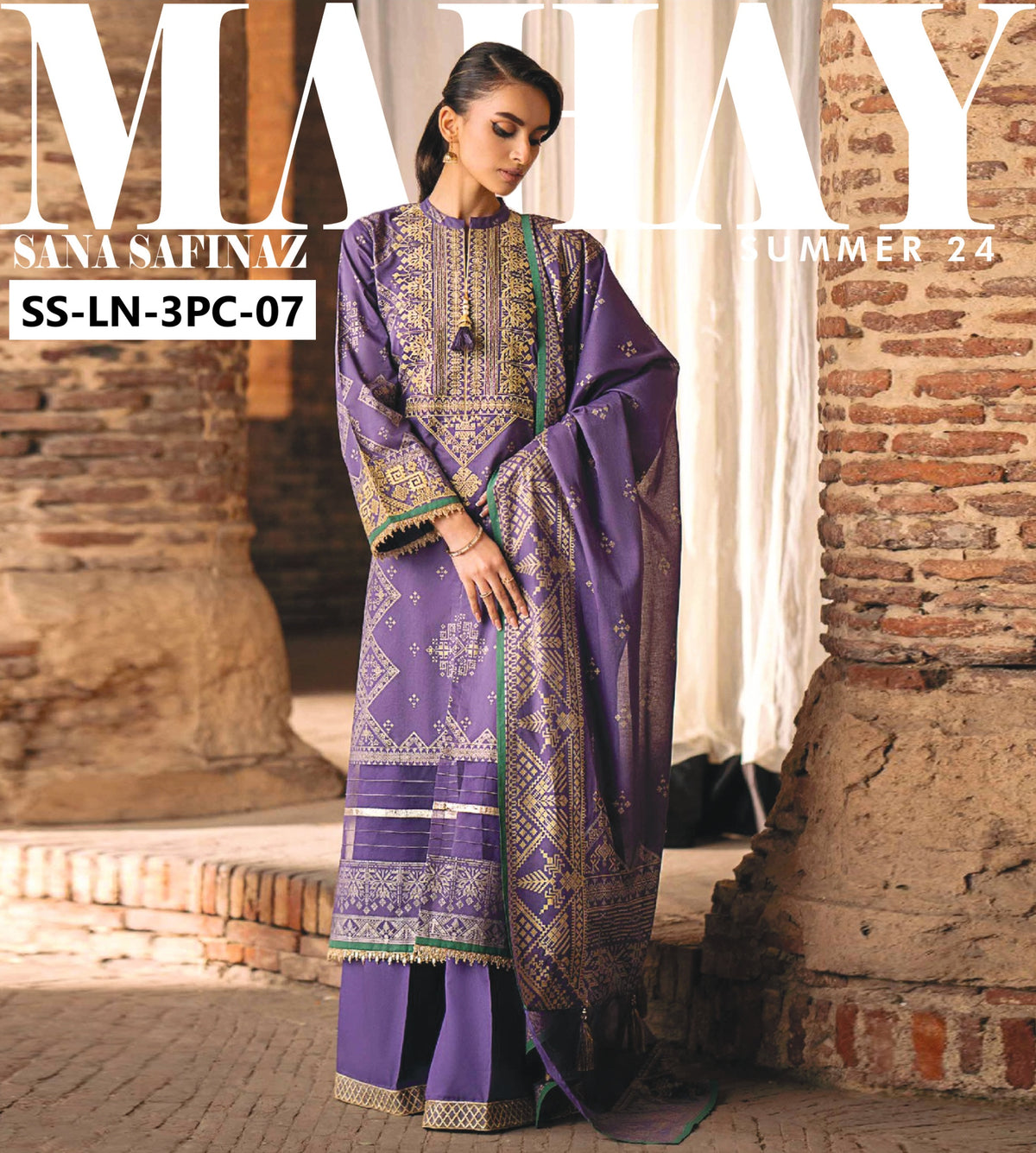MAHAY SANA SAFINAZ – Unstitched Printed Lawn 3 Piece