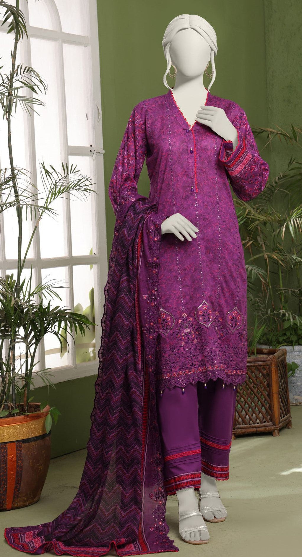 Luxuria By Almeerah | Embroidered 3 Piece Unstitched Suit