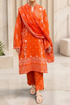 Aryana By KBC Fashion - 3PC Unstitched Printed Lawn Suit (Orange)