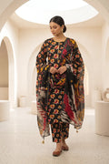 Beechtree - 2piece Stitched suit (Shirt & Dupatta) (Jet Black)