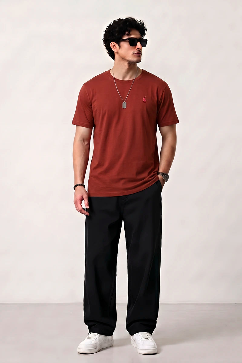 Polo Round Neck Dri-Fit T-Shirt - Dark Peach
