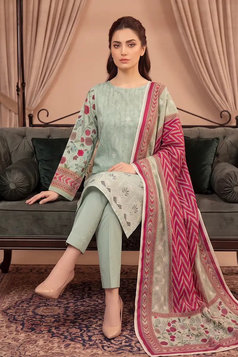 Rimal Vol 120 - 3 Piece Unstitched Embroidered Lawn Suit (Mint Sage)