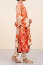 Aryana By KBC Fashion - 3PC Unstitched Printed Lawn Suit (White & Orange)